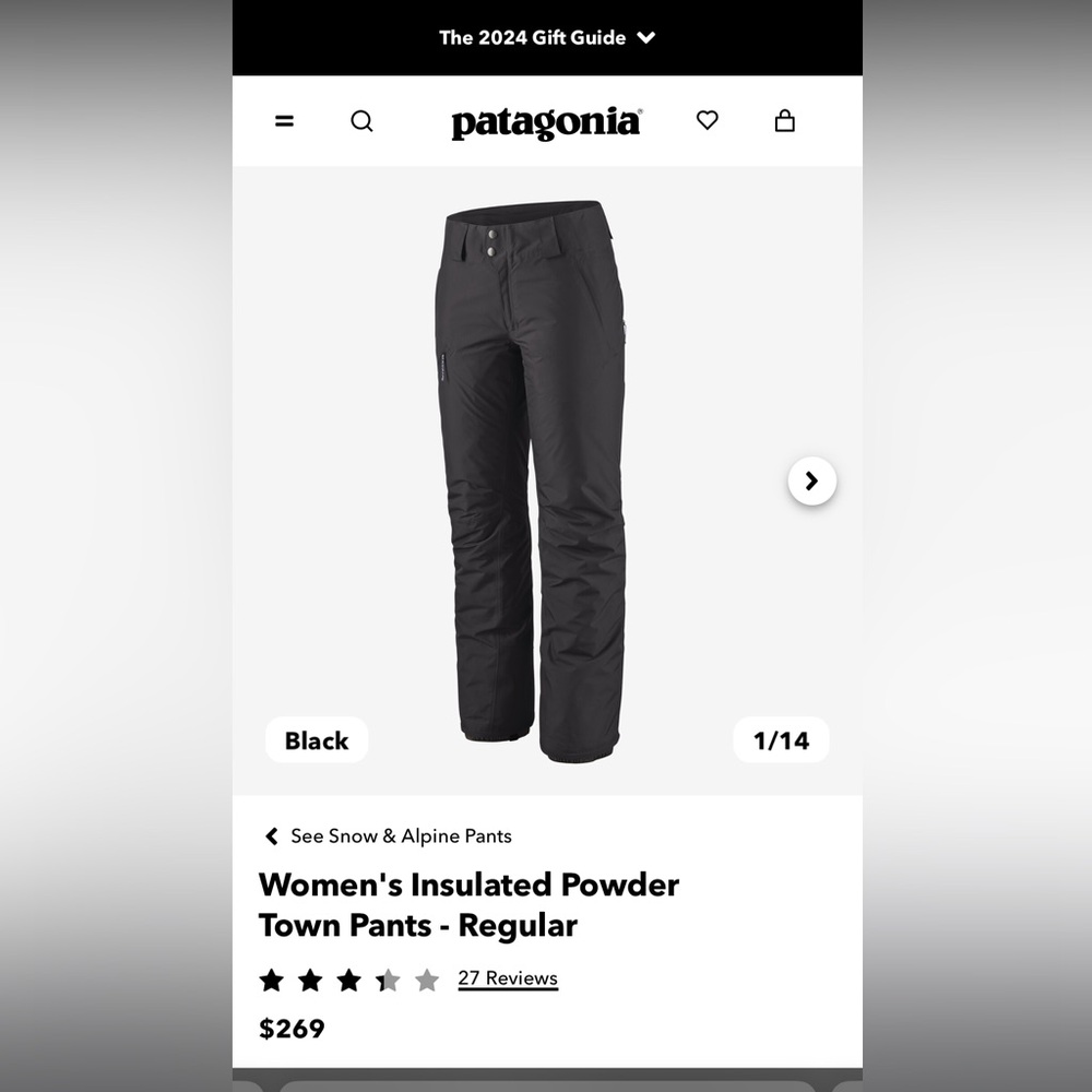 Women's Insulated Powder Town Pants - Regular
Size Small
NWT
